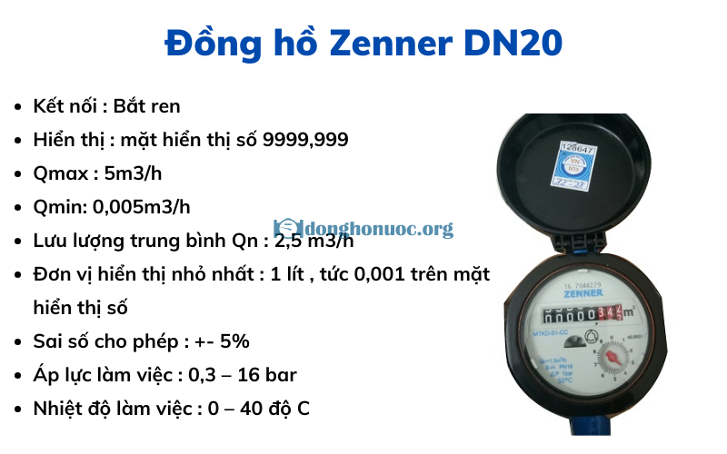 Đồng hồ Zenner DN20