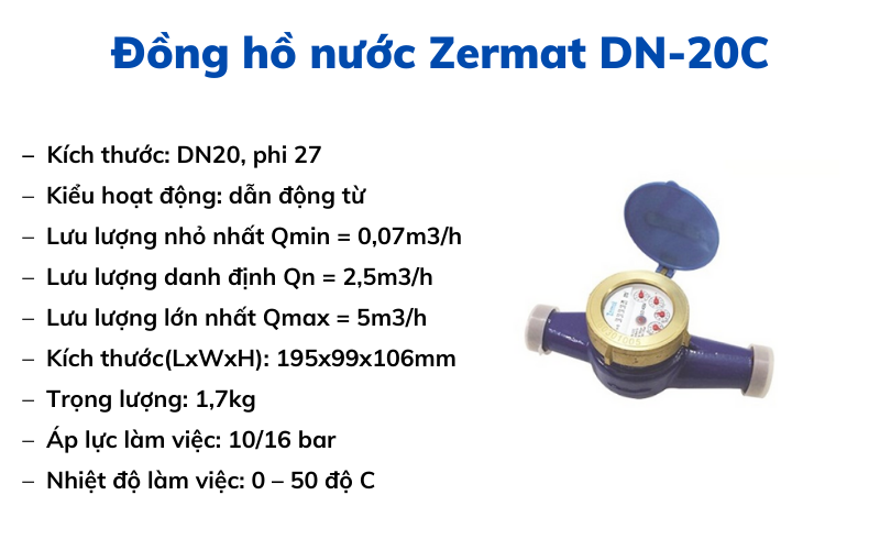 Đồng hồ nước Zermat DN-20C